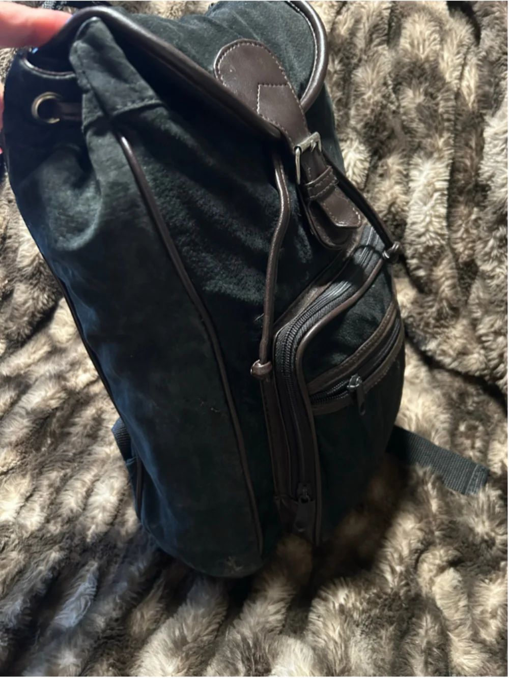 Women's Unbranded Suede Backpack One Size Black and Brown